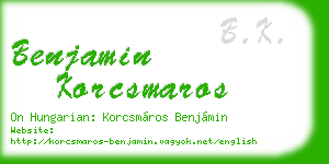 benjamin korcsmaros business card