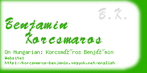 benjamin korcsmaros business card